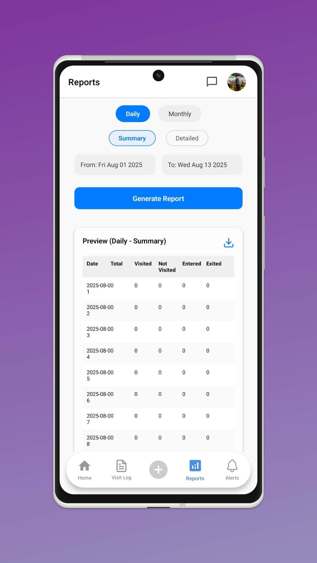 App Screenshot 4 - Reporting Module